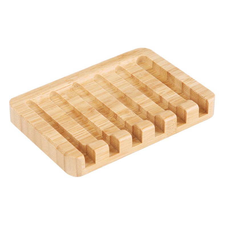 Jabonera de bambú con ranuras de desagüe